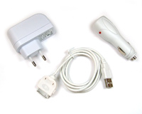 Oplaadset 4in1 Apple iPhone 3G/3GS / iPhone 4/4S / iPod wit