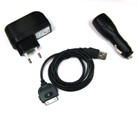 Oplaadset 4in1 Apple iPhone 3G/3GS / iPhone 4/4S / iPod zwart